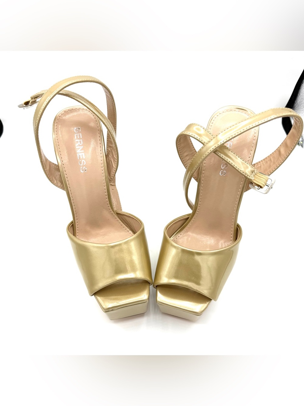 Berness Gold Platform Sandals with Ankle Strap